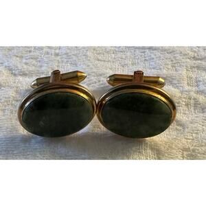 Green and Gold Plated Mens Cufflings